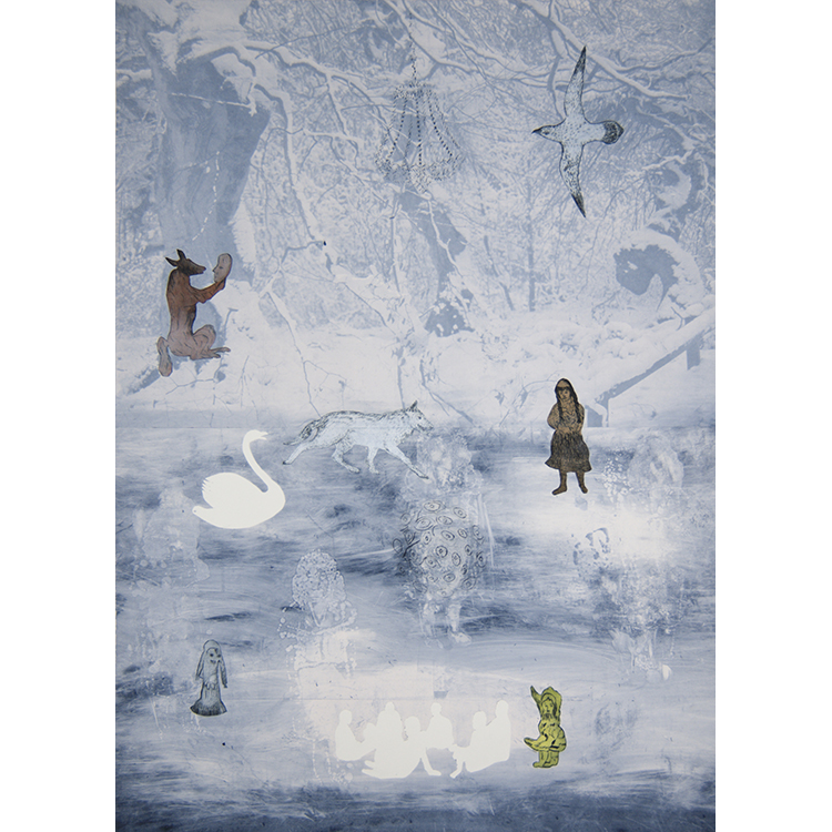 Helmtrud Nyström. ”Lång vinter”, 2010, monotypi 110×80 cm